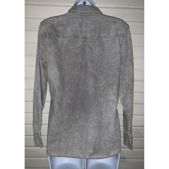 American Eagle Sz SMALL Soft Chambray Shirt Top Gray Mineral Wash Cotton EUC - Picture 7 of 10